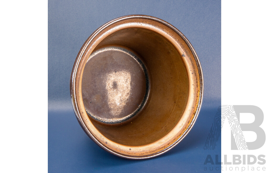 Antique Australian Bendigo Pottery Glazed Stoneware Lidded Jar