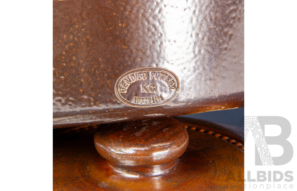 Antique Australian Bendigo Pottery Glazed Stoneware Lidded Jar