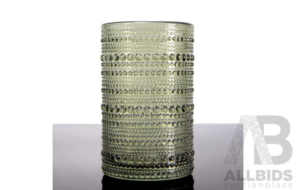 Set of Six Fortessa Jupiter Beaded Hobnail Highball Glasses