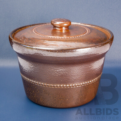 Antique Australian Bendigo Pottery Glazed Stoneware Lidded Jar