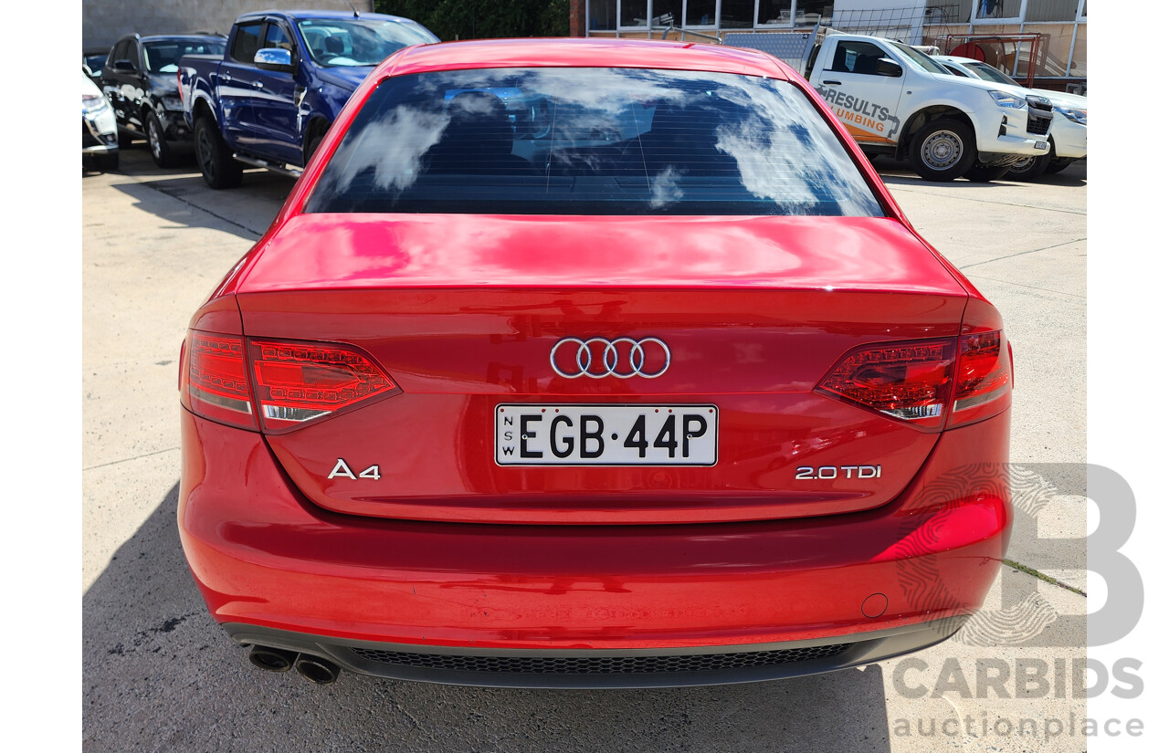 1/2012 Audi A4 2.0 TDI B8 (8K) 4d Sedan Red 2.0L