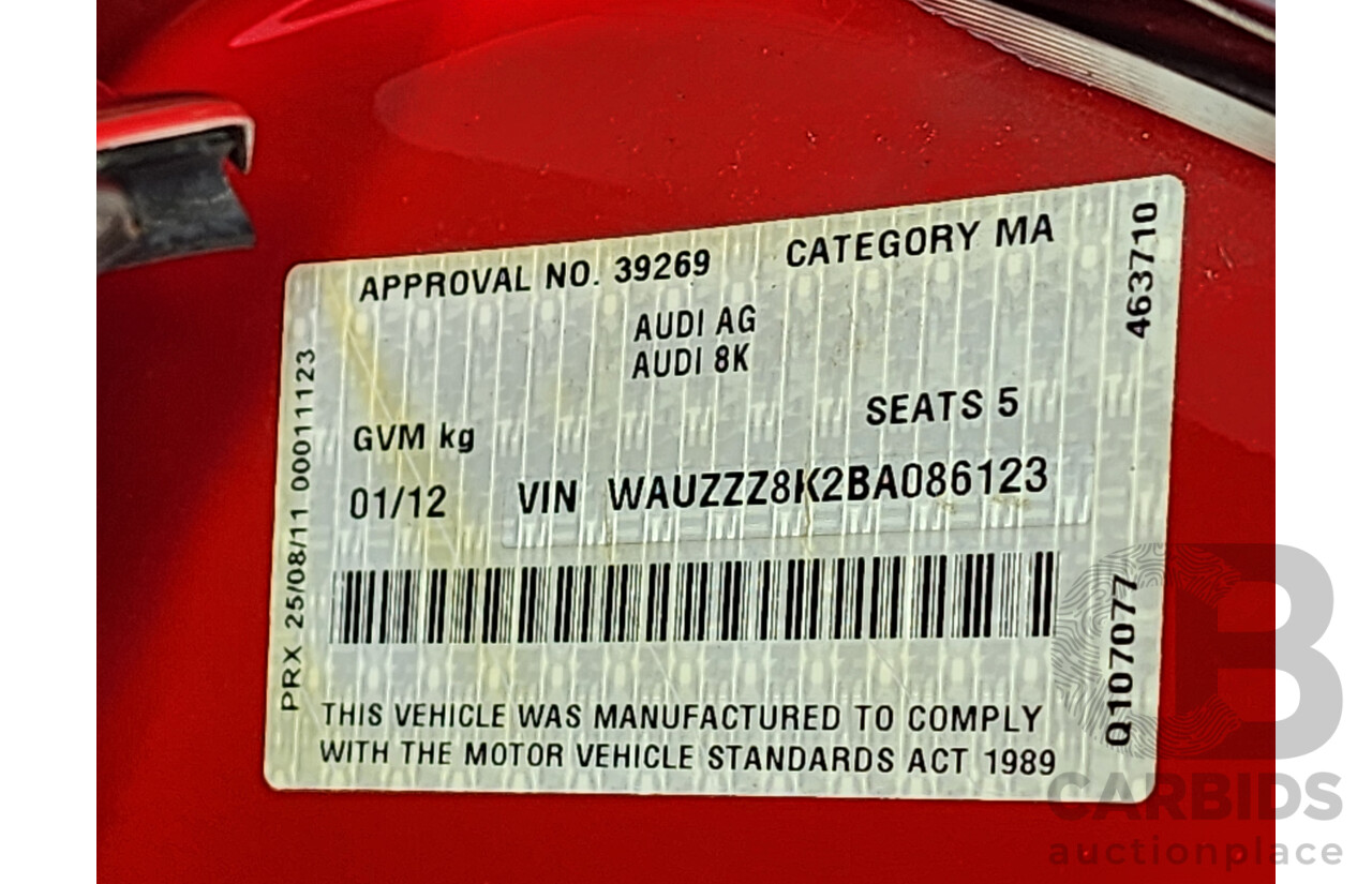 1/2012 Audi A4 2.0 TDI B8 (8K) 4d Sedan Red 2.0L