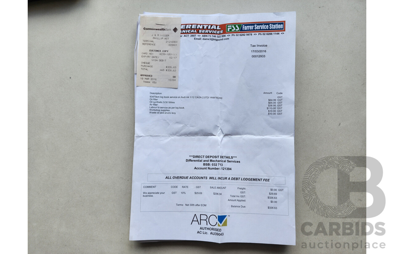 1/2012 Audi A4 2.0 TDI B8 (8K) 4d Sedan Red 2.0L