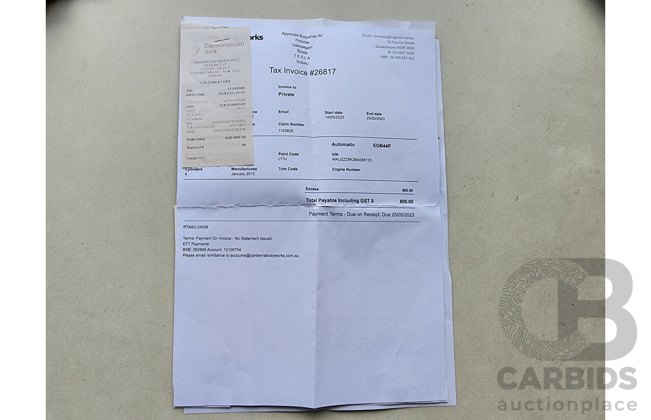 1/2012 Audi A4 2.0 TDI B8 (8K) 4d Sedan Red 2.0L