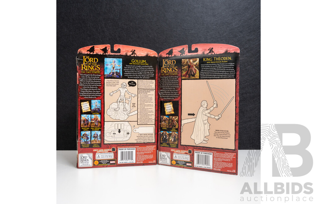 Lord of the Rings Gollum and King Theoden Figures in Original Boxes by Toy Biz