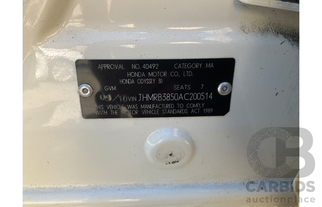 3/2010 Honda Odyssey Luxury RB 4d Wagon White 2.4L