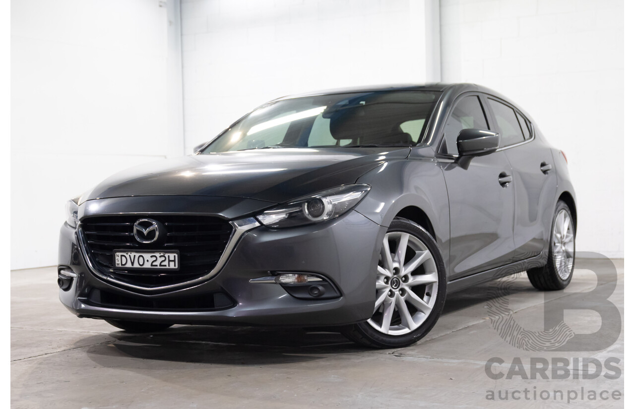 02/2018 Mazda Mazda3 SP25 GT (FWD) BN MY18 5D Hatchback Machine Grey Metallic 2.5L
