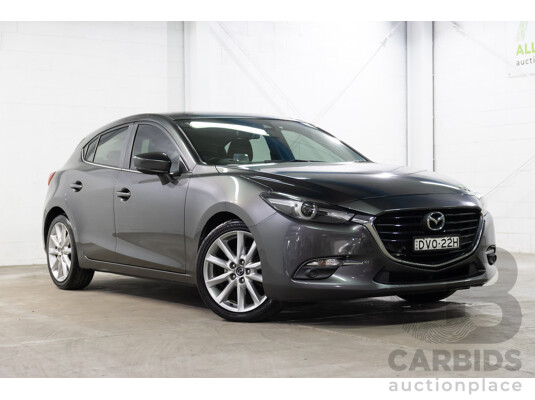 02/2018 Mazda Mazda3 SP25 GT (FWD) BN MY18 5D Hatchback Machine Grey Metallic 2.5L