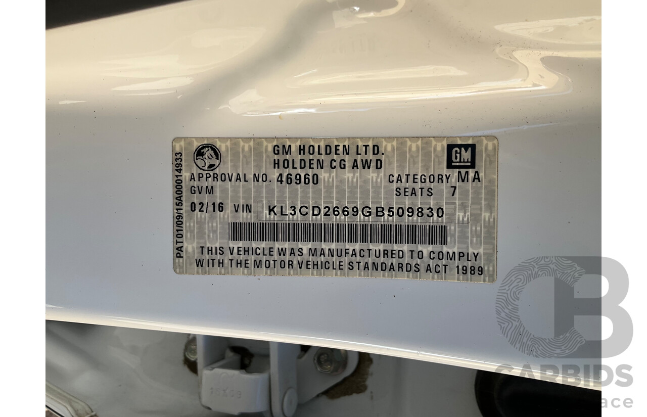 02/2016 Holden Captiva 7 LTZ (AWD) AWD CG MY16 4D Wagon White 2.2L