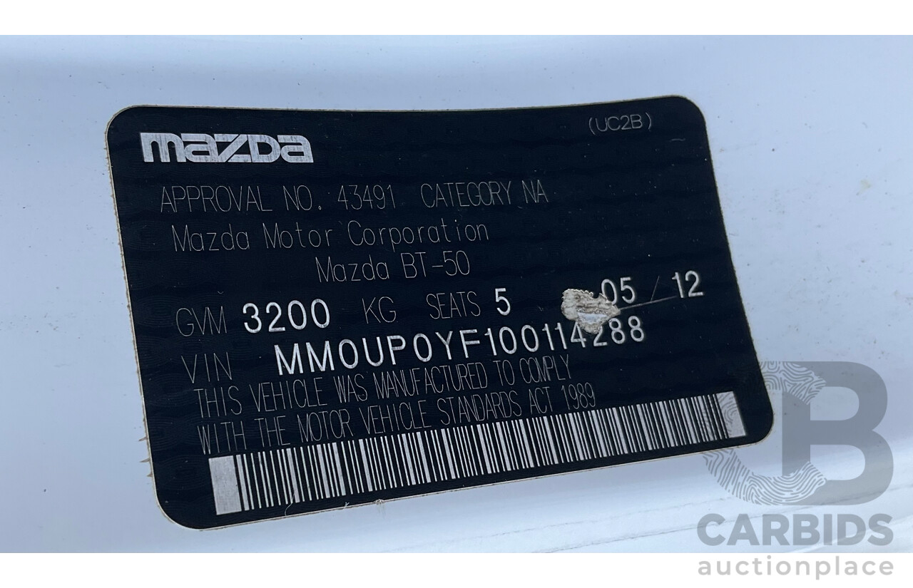 5/2012 Mazda BT50 XTR (4x4) Dual Cab Utility White Turbo Diesel 3.2L