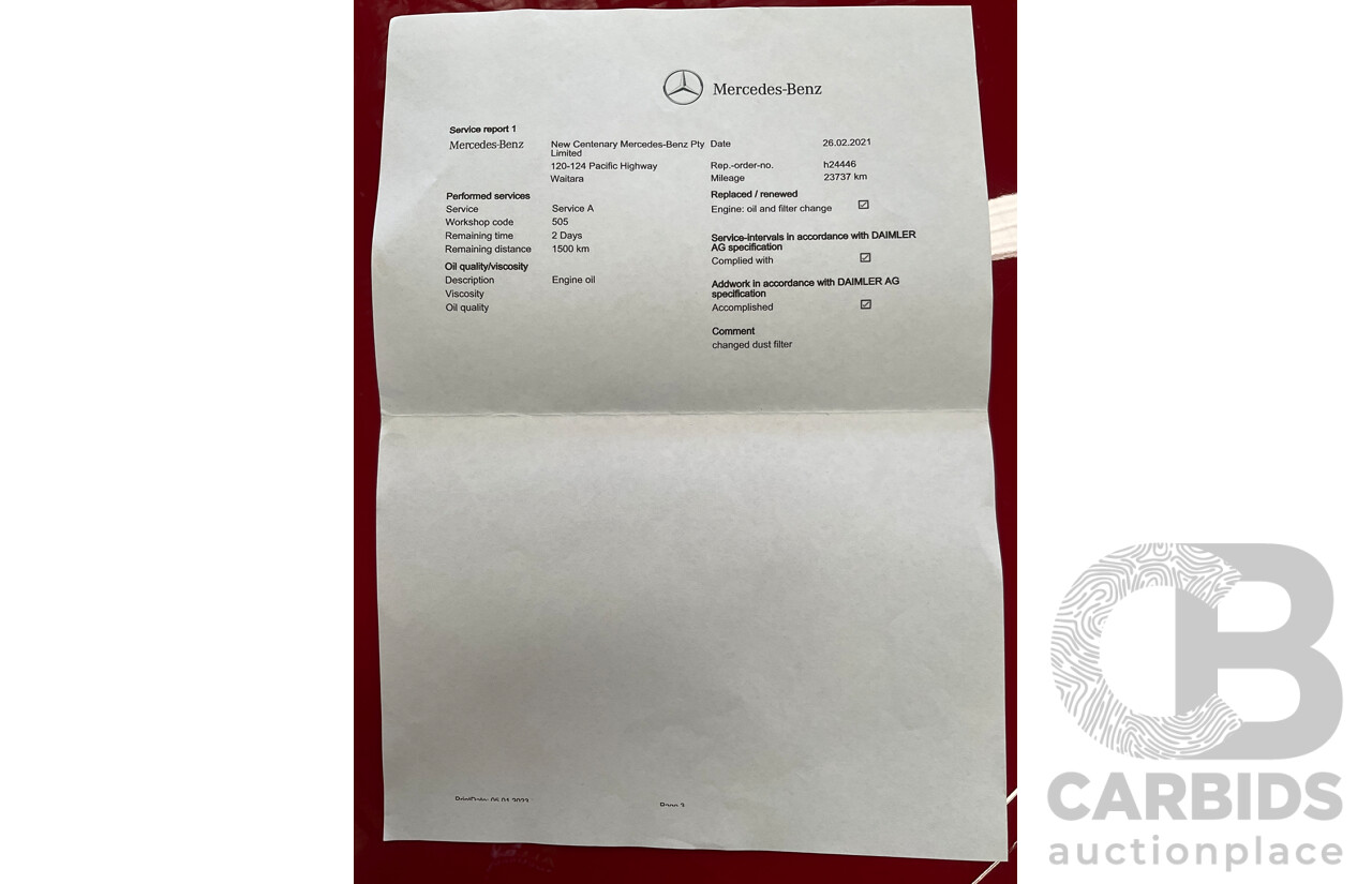 01/2020 Mercedes-Benz GLA 180 (FWD) X156 MY20 4d Wagon Jupiter Red Turbo 1.6L