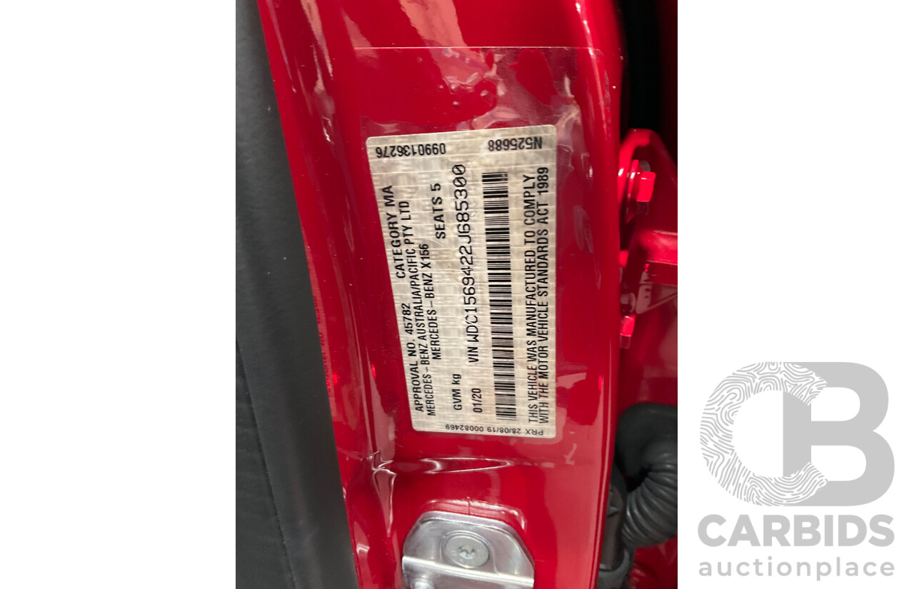 01/2020 Mercedes-Benz GLA 180 (FWD) X156 MY20 4d Wagon Jupiter Red Turbo 1.6L