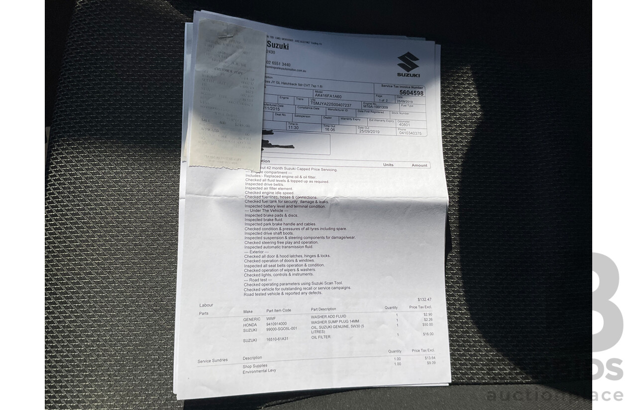 01/2016 Suzuki S-Cross GL (FWD) JY 4d Wagon White 1.6L