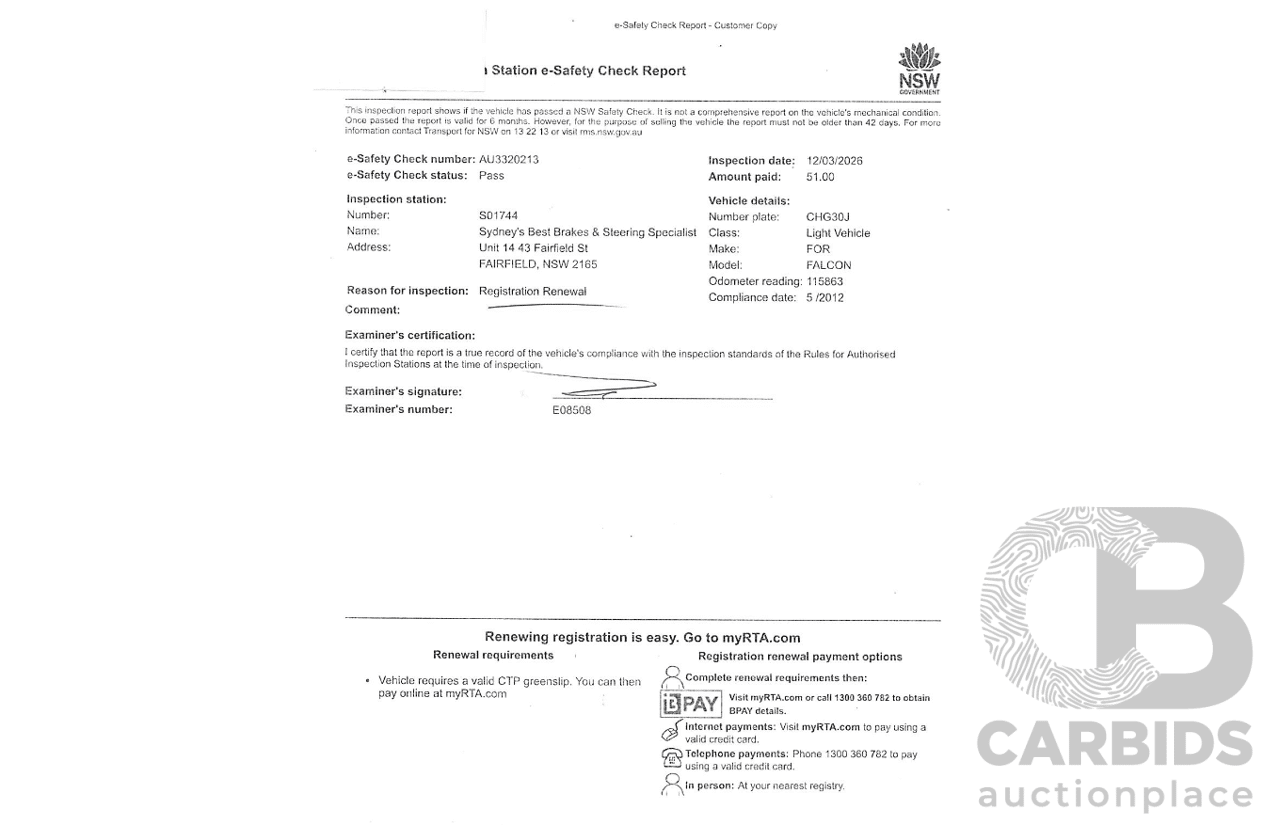 05/2012 Ford G6 Limited Edition FG MK2 4d Sedan Lightning Strike Metallic 4.0L