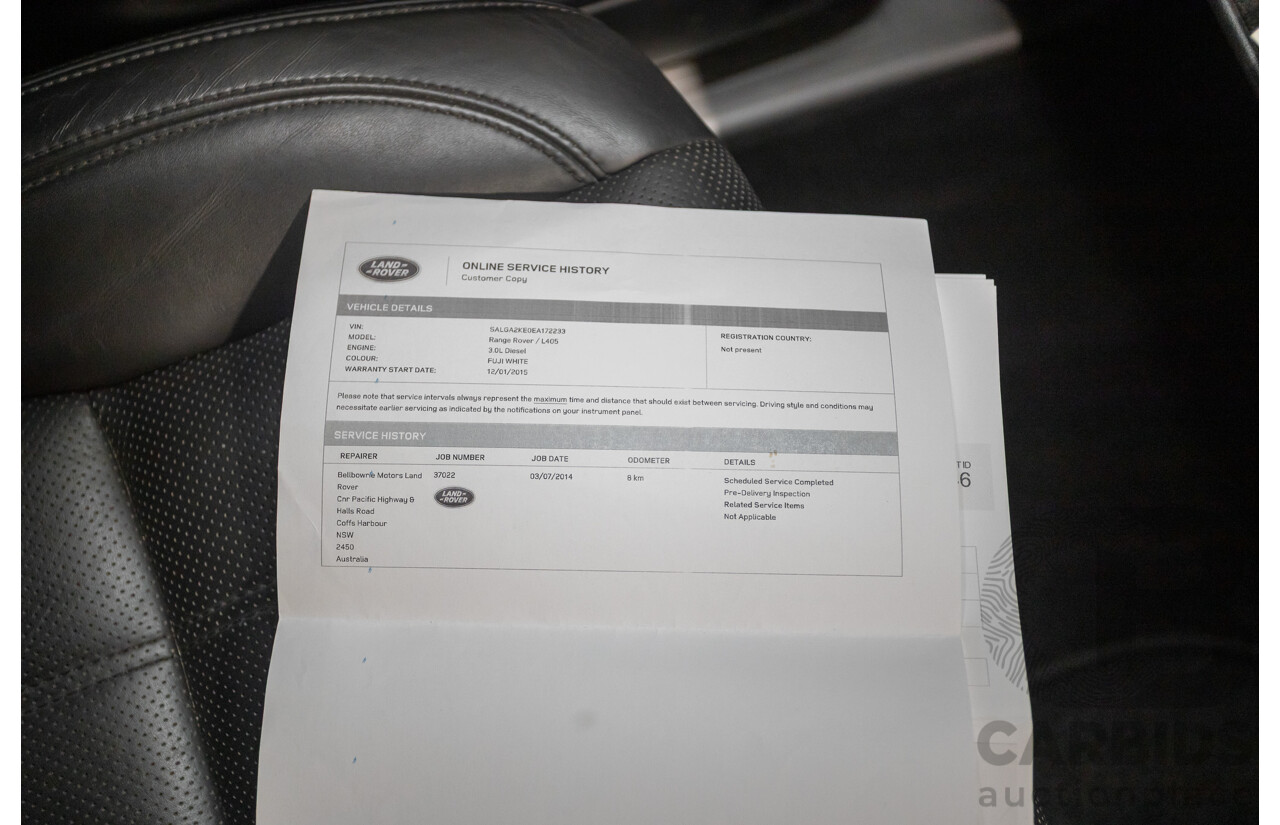 6/2014 Land Rover Range Rover Vogue TDV6 LG MY14.5 4d Wagon Fuji White Twin Turbo Diesel V6 3.0L
