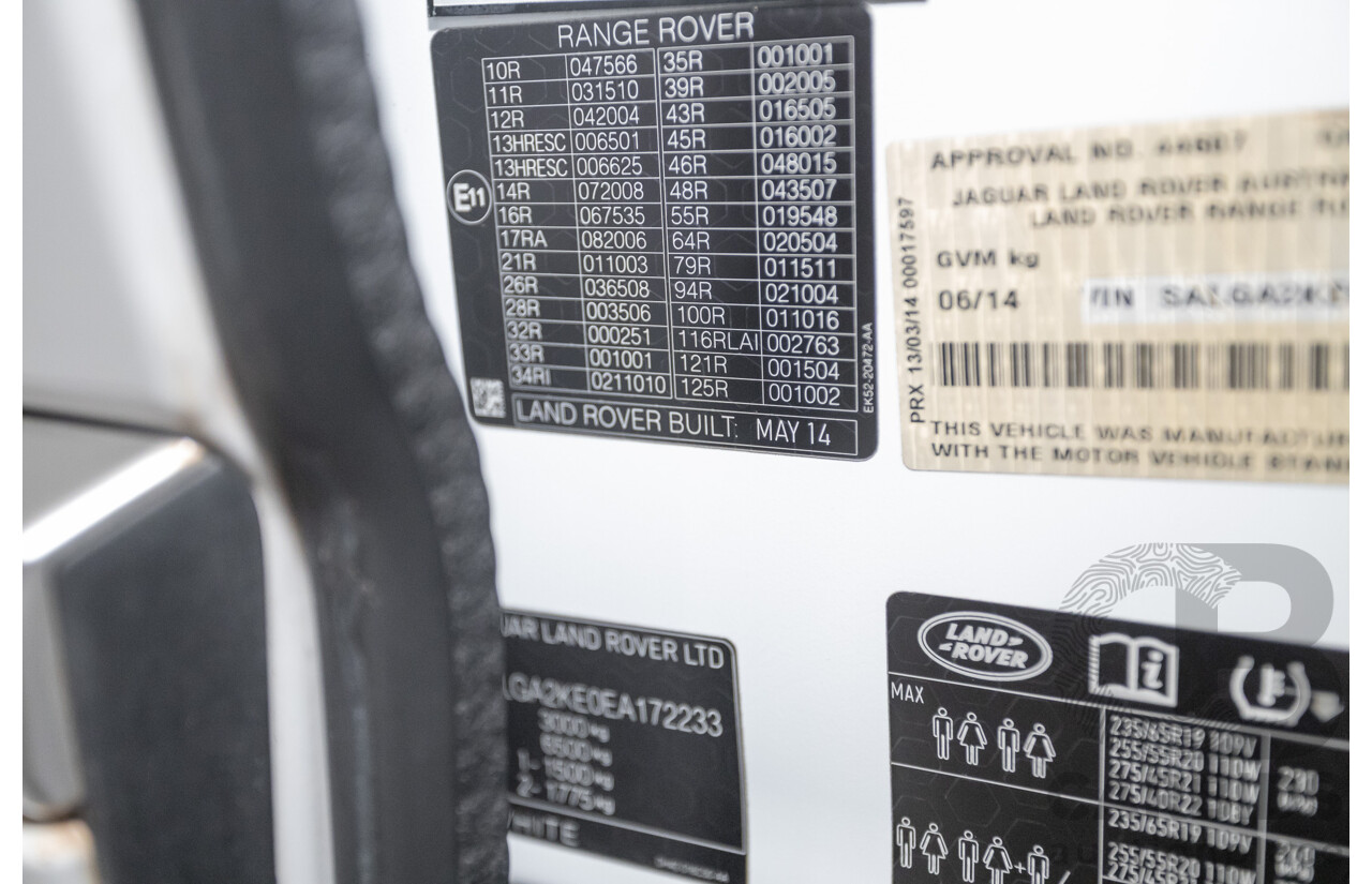 6/2014 Land Rover Range Rover Vogue TDV6 LG MY14.5 4d Wagon Fuji White Twin Turbo Diesel V6 3.0L