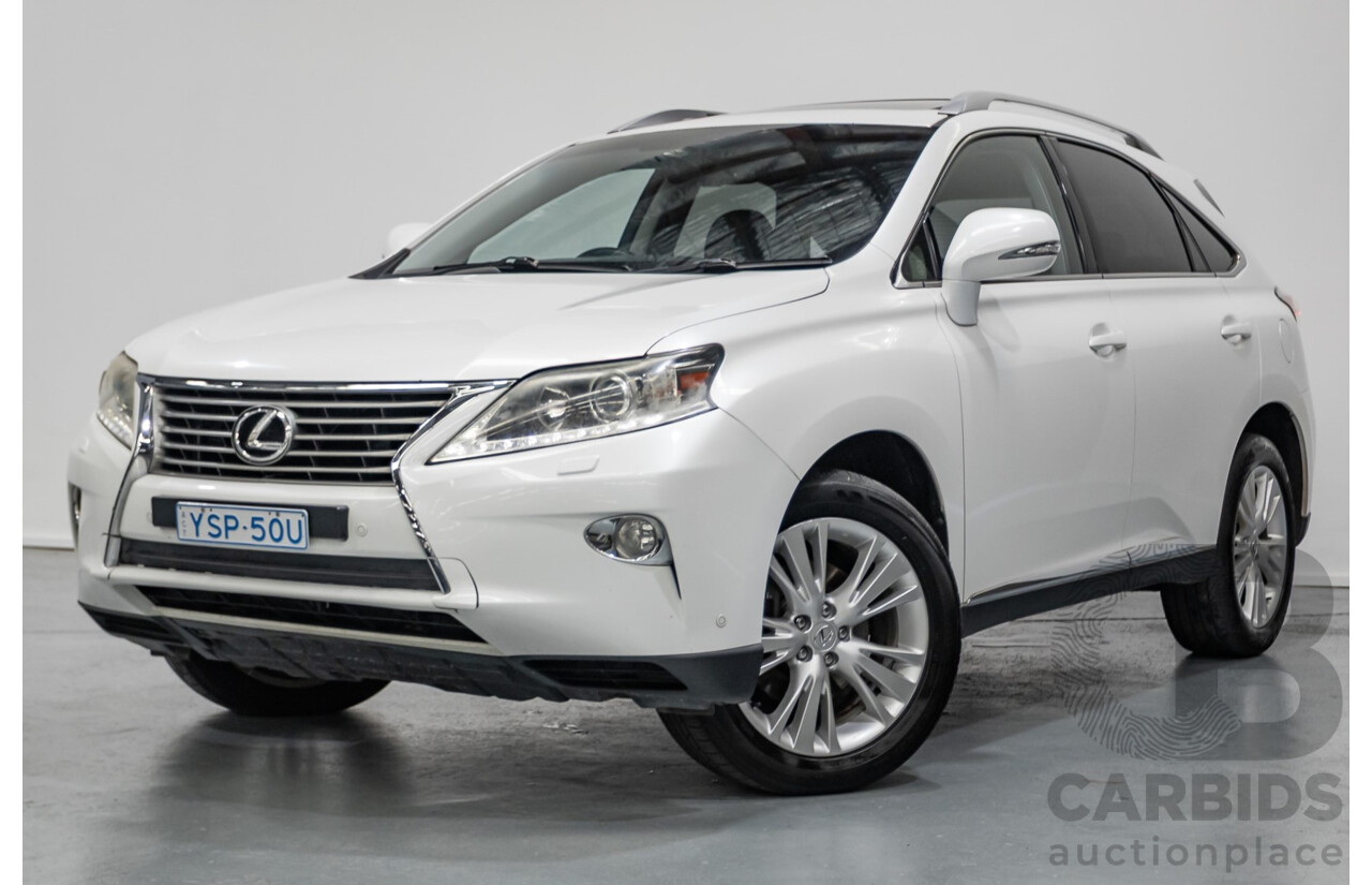 9/2013 Lexus RX350 Luxury GGL15R MY12 4d Wagon White Pearl V6 3.5L