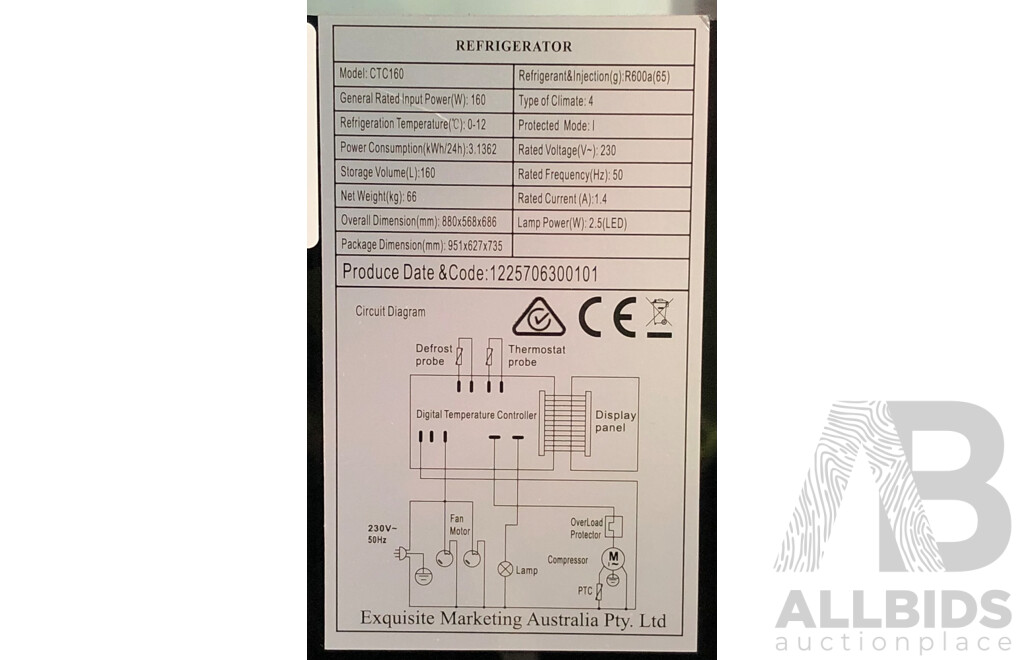 Exquisite 160 Litre Counter Top Curved Cake Display Refrigerator