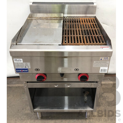 Gasmax Benchtop Natural Gas/LPG Combo 1/2 Char Grill & 1/2 Griddle with Stainless Steel Stand