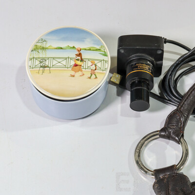 Collection of Sundries Including  Charcuterie Board, Trinket Box, Microscope Eyepiece Camera and More