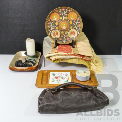 Collection of Sundries Including  Charcuterie Board, Trinket Box, Microscope Eyepiece Camera and More