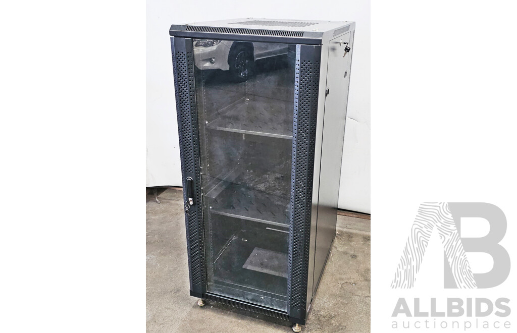 Wheeled 27 RU Server Rack W/ Keys