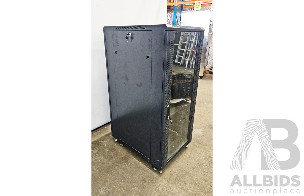 Wheeled 27 RU Server Rack W/ Keys