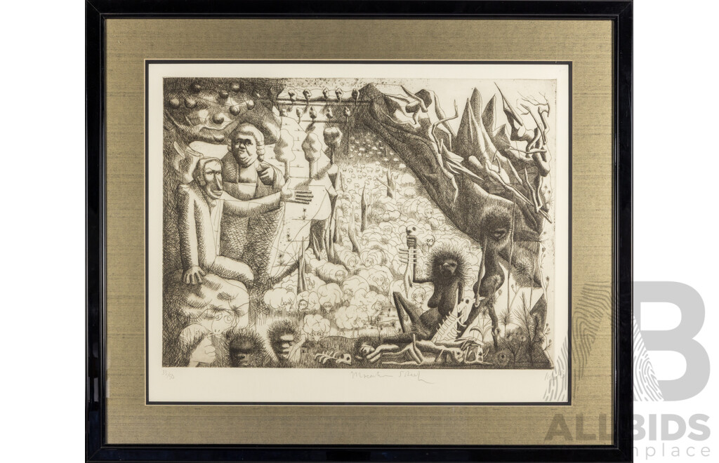 Keith Looby (20th Century, Australian, 1940-), Macarthur's Sheep (1976), Signed and Editioned Etching, 72 X 85 Cm (Frame)