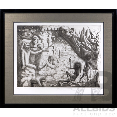 Keith Looby (20th Century, Australian, 1940-), Macarthur's Sheep (1976), Signed and Editioned Etching, 72 X 85 Cm (Frame)