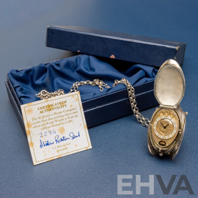 Limited Edition Sterling Silver Gilt Form Pendant Watch - 66.15gms