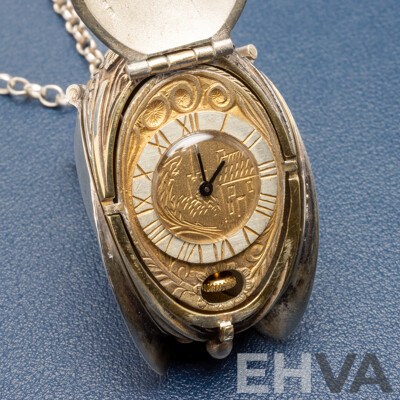 Limited Edition Sterling Silver Gilt Form Pendant Watch - 66.15gms