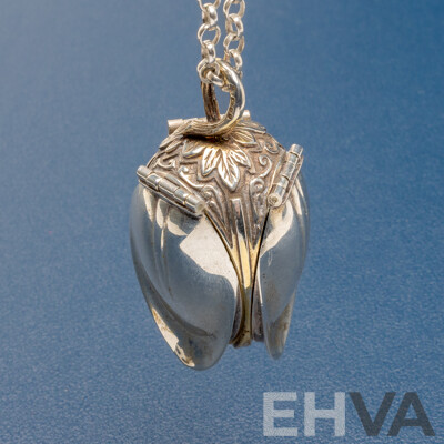 Limited Edition Sterling Silver Gilt Form Pendant Watch - 66.15gms