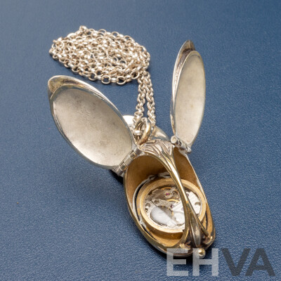 Limited Edition Sterling Silver Gilt Form Pendant Watch - 66.15gms