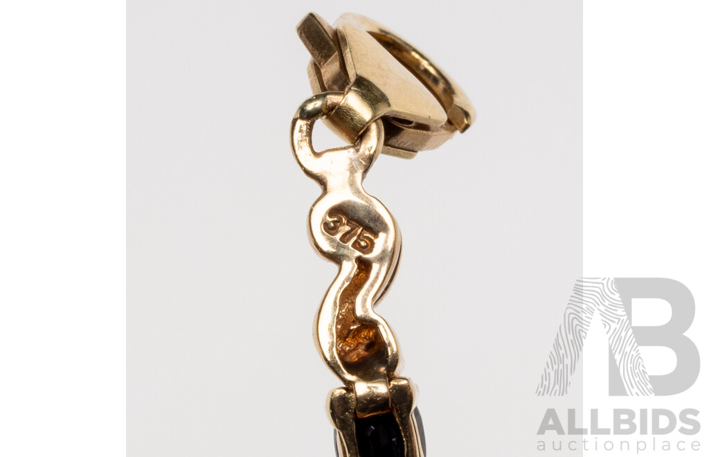 9ct Yellow Gold Twisted Rope Style Oval Sapphire and Diamond Bracelet - 6.32gms