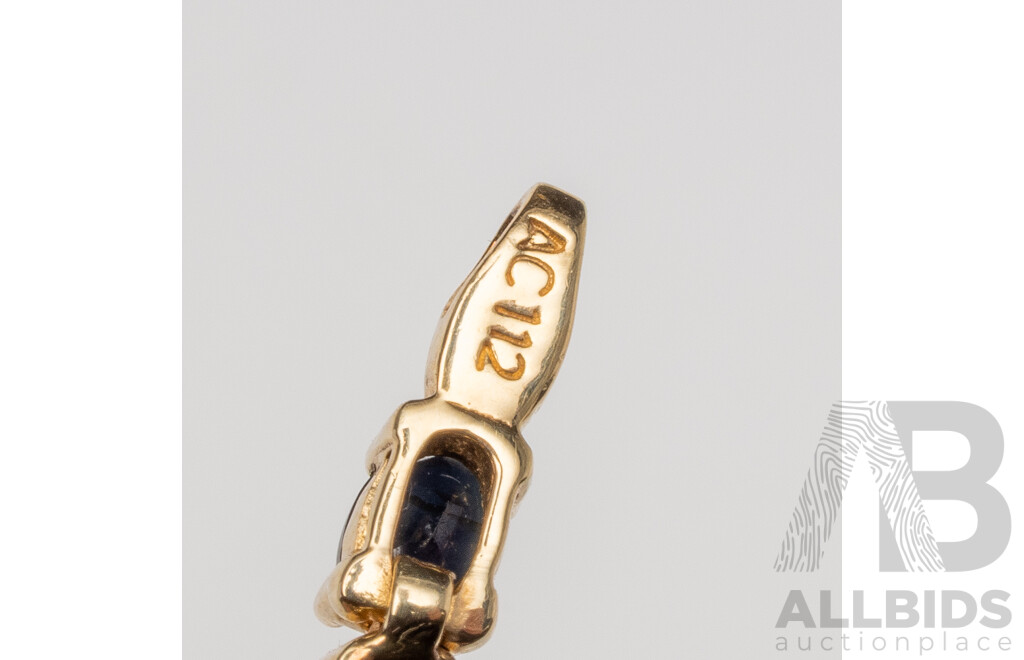 9ct Yellow Gold Twisted Rope Style Oval Sapphire and Diamond Bracelet - 6.32gms