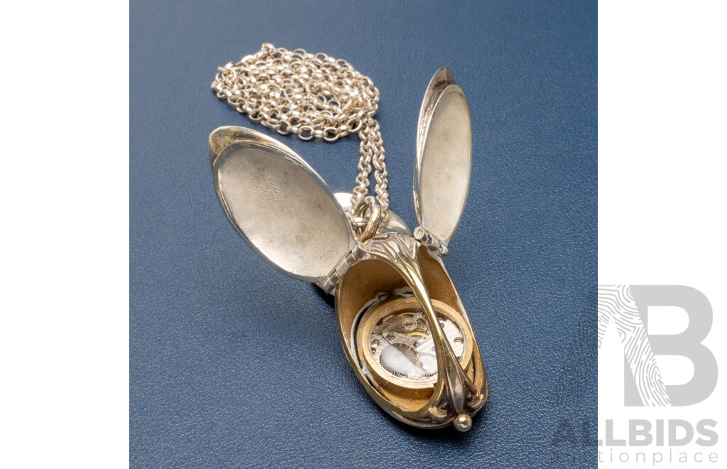 Limited Edition Sterling Silver Gilt Form Pendant Watch - 66.15gms