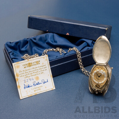 Limited Edition Sterling Silver Gilt Form Pendant Watch - 66.15gms