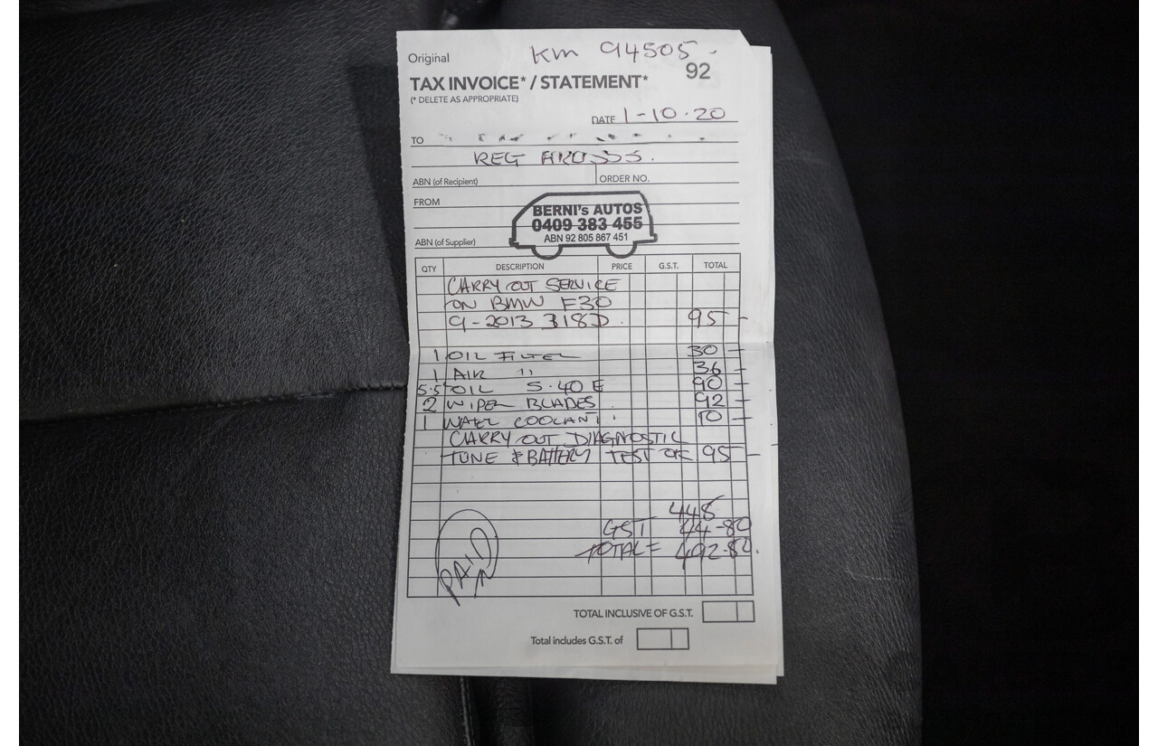 9/2013 BMW 318d M Sport Package F31 4D Wagon Alpin White Turbo Diesel 2.0L