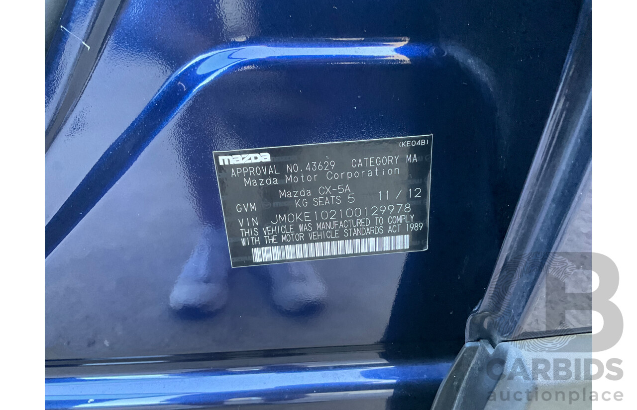 11/2012 Mazda Cx-5 Grand Tourer (4x4) 4d Wagon Stormy Blue Metallic Turbo Diesel 2.2L