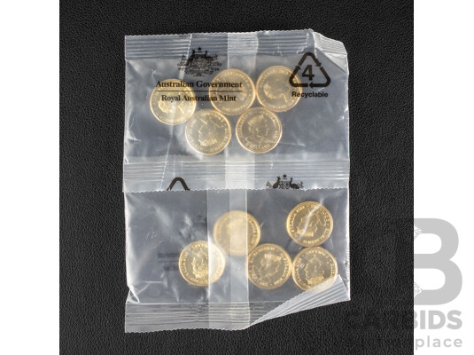 Ten Australian RAM UNC Commemorative Two Dollar Coins Including 2021 Indigenous Military Service and 2022 Seventy Fifth Anniversary of Peacekeeping