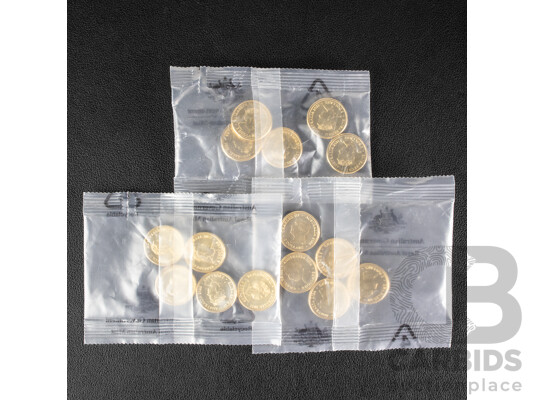 Fifteen Australian RAM UNC Commemorative Two Dollar Coins Including 2021 Indigenous Military Service and 2022 Seventy Fifth Anniversary of Peacekeeping, 2024 War Animals Remembrance