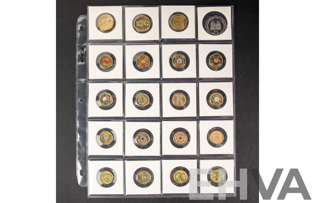 Collection of UNC Australian Commemorative Coins Including One Dollars 2024 Bluey Dollar Buck, 2020 Qantas Centenary, 2023 Matildas, Two Dollars 2018 Armistice, 2024 War Animals.........