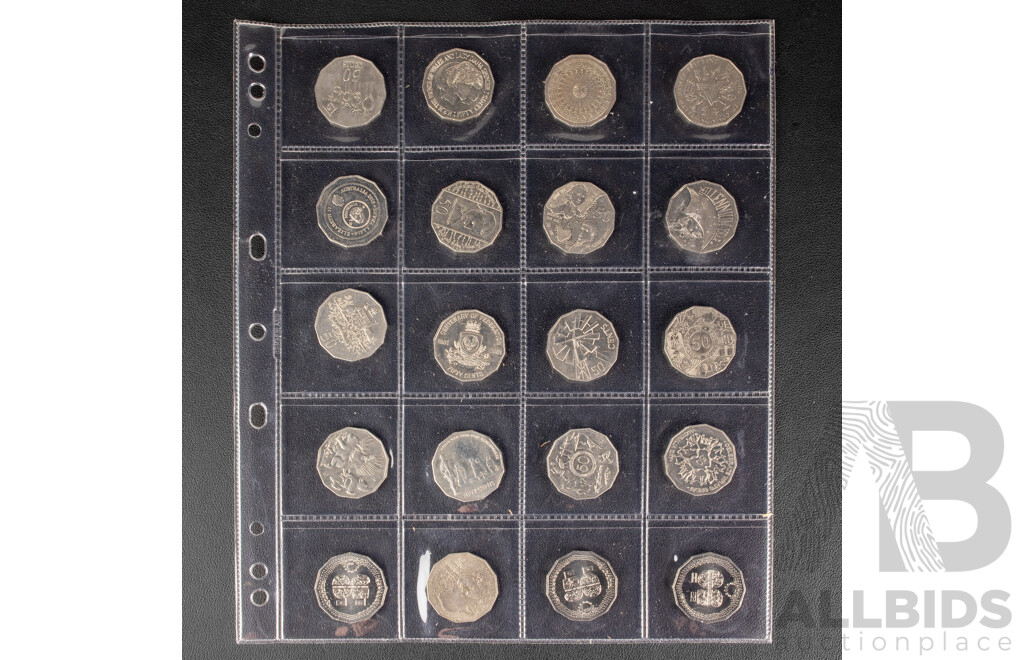 Collection of Australian Commemorative Coins Including Fifty Cents, Eleven 2024 UNC Fifty Years of NAIDOC Committee, 2001 Federation South Australia, 2016 Fifty Years Decimal Currency..........