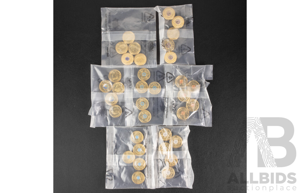 Thirty Five Australian RAM UNC Commemorative Two Dollar Coins Including 2024 War Animals Remembrance, 2021 Indigenous Military Service, 2020 Firefighters, 2021 Firefighters.....................