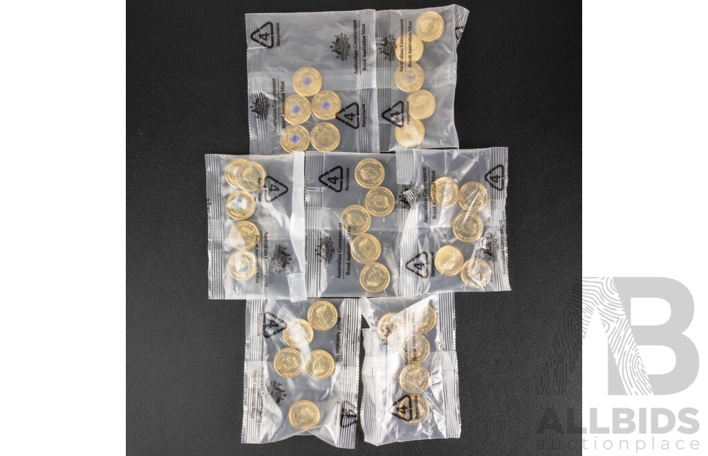 Thirty Five Australian RAM UNC Commemorative Two Dollar Coins Including 2024 War Animals Remembrance, 2021 Indigenous Military Service, 2020 Firefighters, 2021 Firefighters.....................