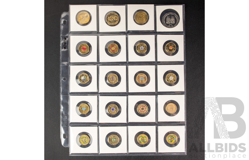 Collection of UNC Australian Commemorative Coins Including One Dollars 2024 Bluey Dollar Buck, 2020 Qantas Centenary, 2023 Matildas, Two Dollars 2018 Armistice, 2024 War Animals.........