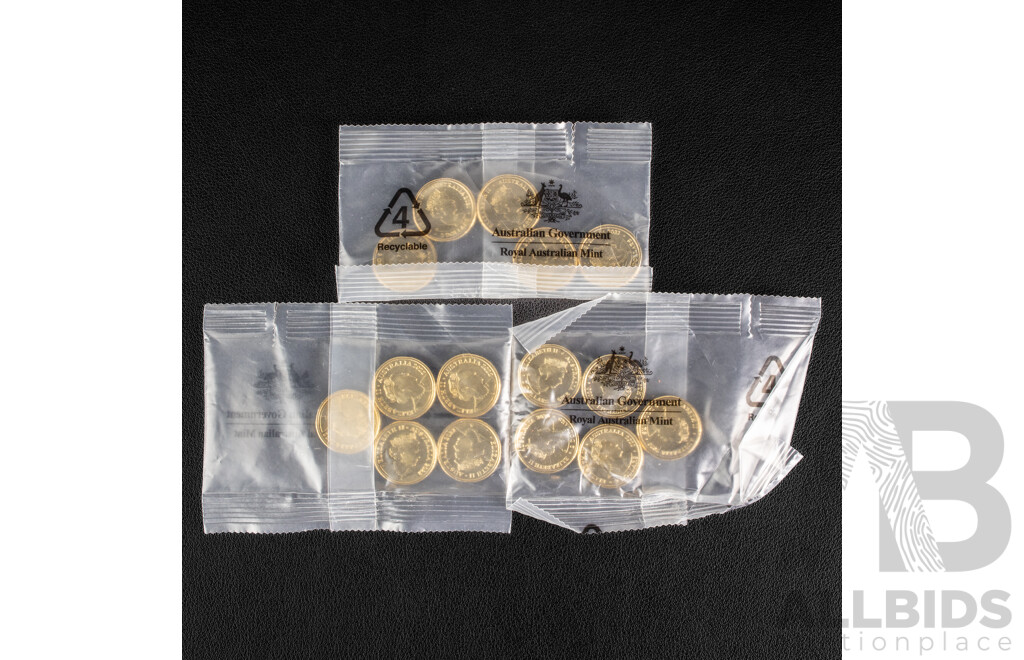 Fifteen Australian RAM UNC Commemorative Two Dollar Coins Including 2021 Indigenous Military Service, 2020 Firefighters, 2022 Frontline Workers