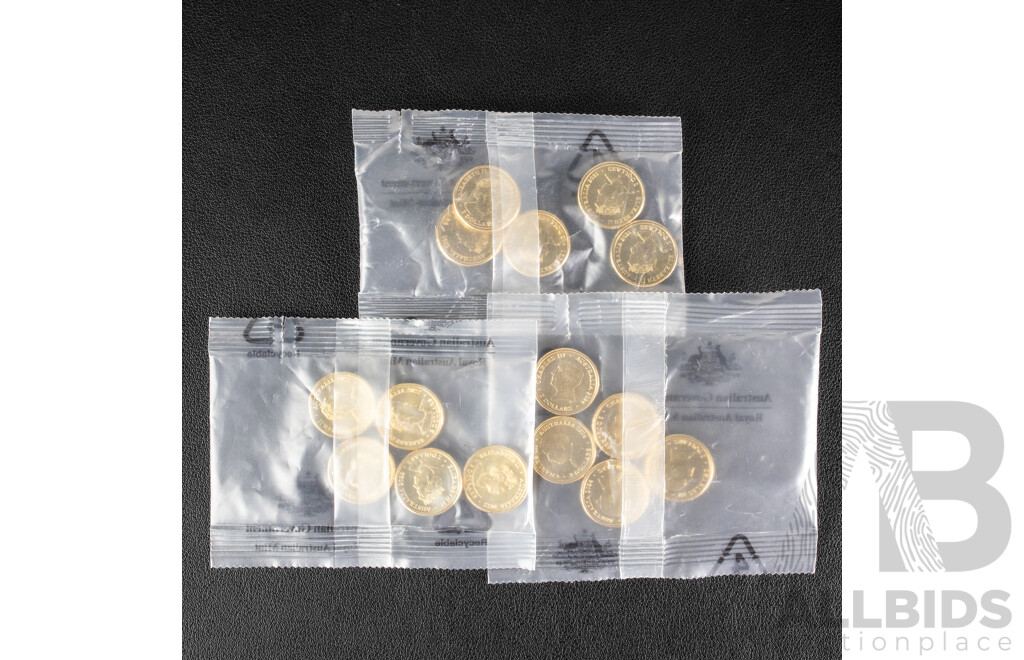 Fifteen Australian RAM UNC Commemorative Two Dollar Coins Including 2021 Indigenous Military Service and 2022 Seventy Fifth Anniversary of Peacekeeping, 2024 War Animals Remembrance