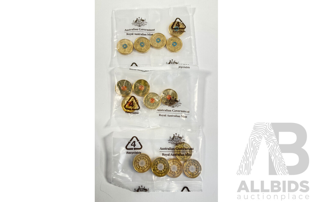 Fifteen Australian RAM UNC Commemorative Two Dollar Coins Including 2021 Ambulance Services, 2020 Firefighters, 2022 Frontline Workers