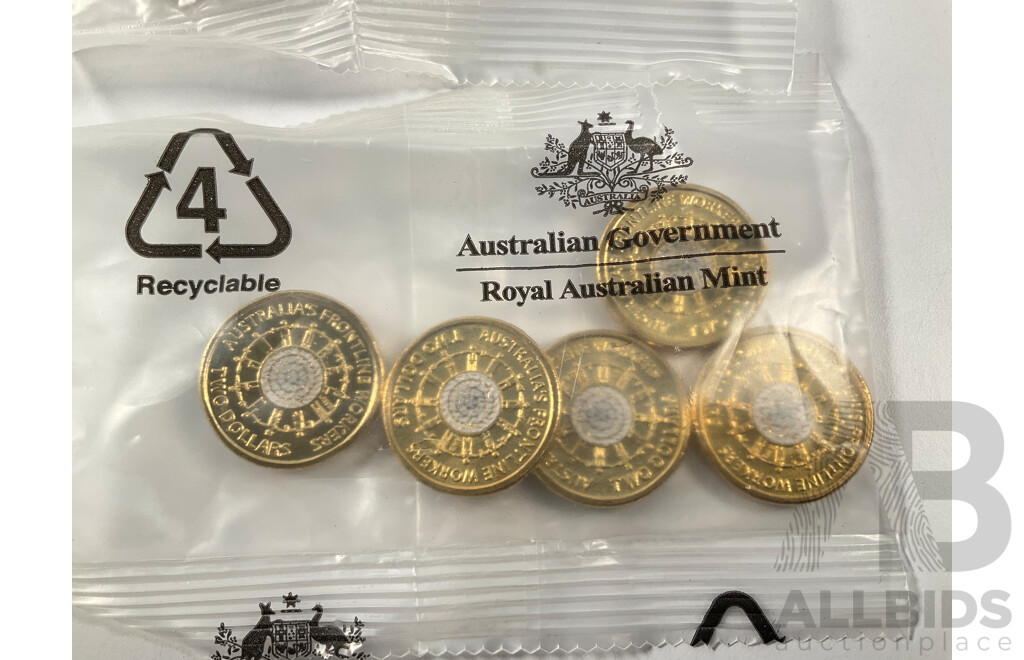 Fifteen Australian RAM UNC Commemorative Two Dollar Coins Including 2021 Ambulance Services, 2020 Firefighters, 2022 Frontline Workers